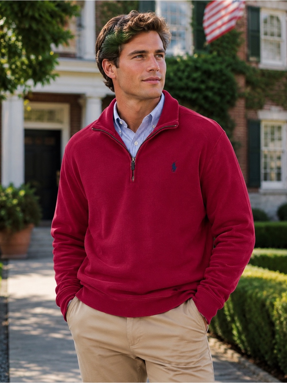 Ralph Lauren Red Jacquard Pullover Sweater